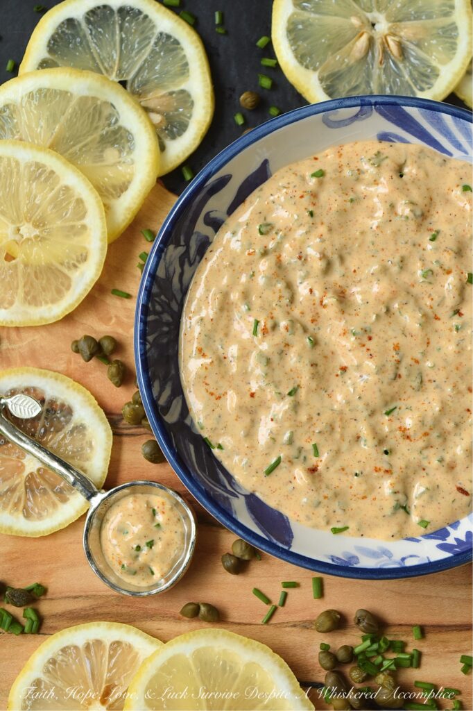 Lemon Caper Remoulade - This remoulade sauce is bright, just a wee bit spicy, citrusy, salty, and, quite frankly, makes everything taste better. With an in-your-face punch of lemon zest and the perfect salty bite of capers, this remoulade is the definition of flavor-packed. It’s elegant enough to elevate a delicate fish or seafood dish, but rugged enough to transform a simple slaw, potato salad, pasta salad, or deviled eggs into something truly gourmet. Forget the boring mayo. Once you get a taste of this zesty, savory remoulade, you’ll be putting it on everything.