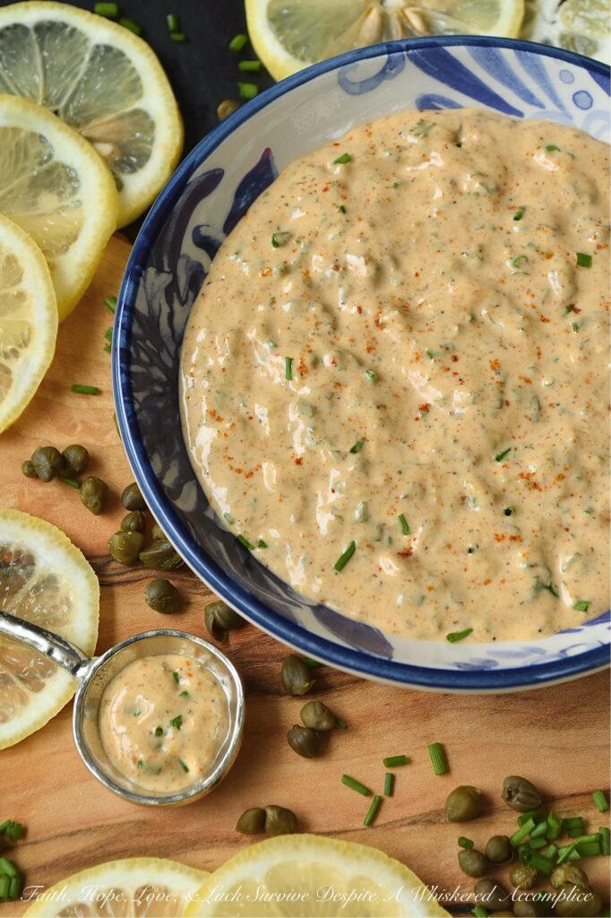 Lemon Caper Remoulade - This remoulade sauce is bright, just a wee bit spicy, citrusy, salty, and, quite frankly, makes everything taste better. With an in-your-face punch of lemon zest and the perfect salty bite of capers, this remoulade is the definition of flavor-packed. It’s elegant enough to elevate a delicate fish or seafood dish, but rugged enough to transform a simple slaw, potato salad, pasta salad, or deviled eggs into something truly gourmet. Forget the boring mayo. Once you get a taste of this zesty, savory remoulade, you’ll be putting it on everything.