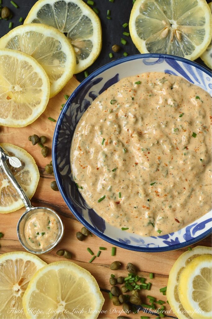 Lemon Caper Remoulade - This remoulade sauce is bright, just a wee bit spicy, citrusy, salty, and, quite frankly, makes everything taste better. With an in-your-face punch of lemon zest and the perfect salty bite of capers, this remoulade is the definition of flavor-packed. It’s elegant enough to elevate a delicate fish or seafood dish, but rugged enough to transform a simple slaw, potato salad, pasta salad, or deviled eggs into something truly gourmet. Forget the boring mayo. Once you get a taste of this zesty, savory remoulade, you’ll be putting it on everything.