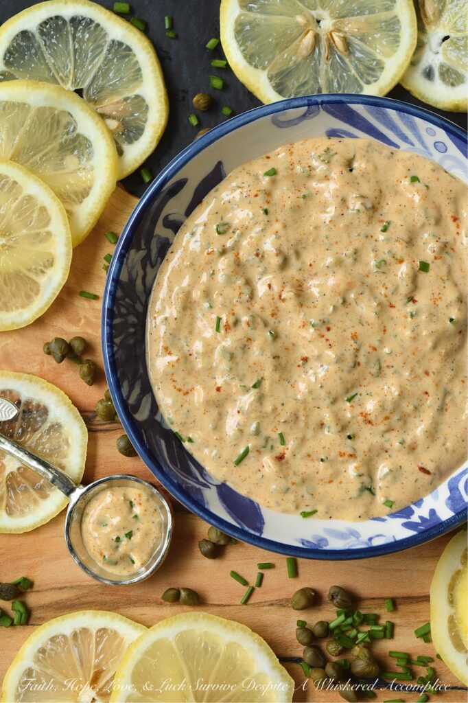Lemon Caper Remoulade - This remoulade sauce is bright, just a wee bit spicy, citrusy, salty, and, quite frankly, makes everything taste better. With an in-your-face punch of lemon zest and the perfect salty bite of capers, this remoulade is the definition of flavor-packed. It’s elegant enough to elevate a delicate fish or seafood dish, but rugged enough to transform a simple slaw, potato salad, pasta salad, or deviled eggs into something truly gourmet. Forget the boring mayo. Once you get a taste of this zesty, savory remoulade, you’ll be putting it on everything.