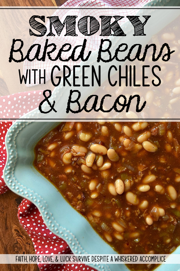 Smoky Baked Beans with Green Chiles & Bacon - Most store-bought baked beans are overly sweet, mushy, and entirely forgettable. This recipe, however, uses canned Great Northern Beans. Elevating them with a quick and easy homemade sauce. Between the smoky bacon, the subtle heat of green chiles, and the deep, wood-fired flavor from a generous splash of liquid smoke, these beans are practically addictive. They're thick, sticky, smoky, and best of all? You can prep them days in advance, making this side dish the perfect stress-free secret weapon for your next backyard barbecue or picnic.