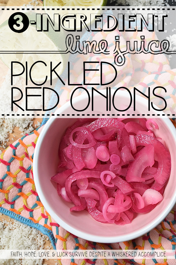 3-Ingredient Lime Juice Pickled Red Onions - With these 3-Ingredient Lime Juice Pickled Red Onions, you're three ingredients away from adding tremendous flavor to almost everything you eat. Whether you're folding these salty, tangy pickled red onions into a pasta or potato salad, layering them on a loaded sandwich, or sneaking them straight from the jar, these almost-effortless, vibrant, perfectly crisp lime juice pickled red onions are about to become your new absolute favorite. And to think, all you need is one red onion, one lime, and a little bit of sea salt.