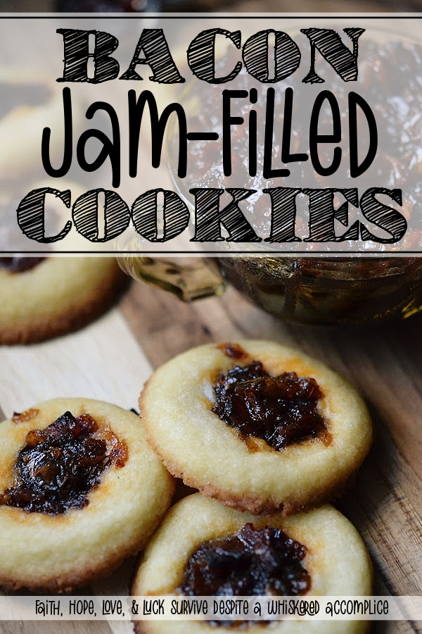 Bacon Jam-Filled Cookies - Looking for a cookie that will have everyone oohing and aahing? This is that recipe. With their sweet, crumbly shortbread cookie base and their rich whiskey bacon jam filling, these Bacon Jam-Filled Cookies are an unexpected flavor combination destined to steal your heart. They're smoky, sweet, and wildly addictive. A definite must-bake.