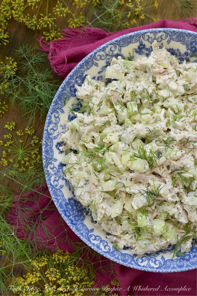 Dill Pickle Shredded Rotisserie Chicken Salad - Whether you’re meal prepping for the week or looking for a quick gourmet-feeling lunch or dinner, this recipe is proof that healthy eating doesn't have to be expensive or complicated. Since it uses only half of a rotisserie chicken, leaving the other half for another recipe, along with the skin and bones to make homemade broth for a future soup, it’s basically three recipes for the price of one. This shredded rotisserie chicken salad is light, refreshing, and loaded with the tangy zip of dill pickles, along with lots of crunchy celery and just a hint of fresh dill. All while using a fraction of the mayo found in traditional chicken salad recipes.