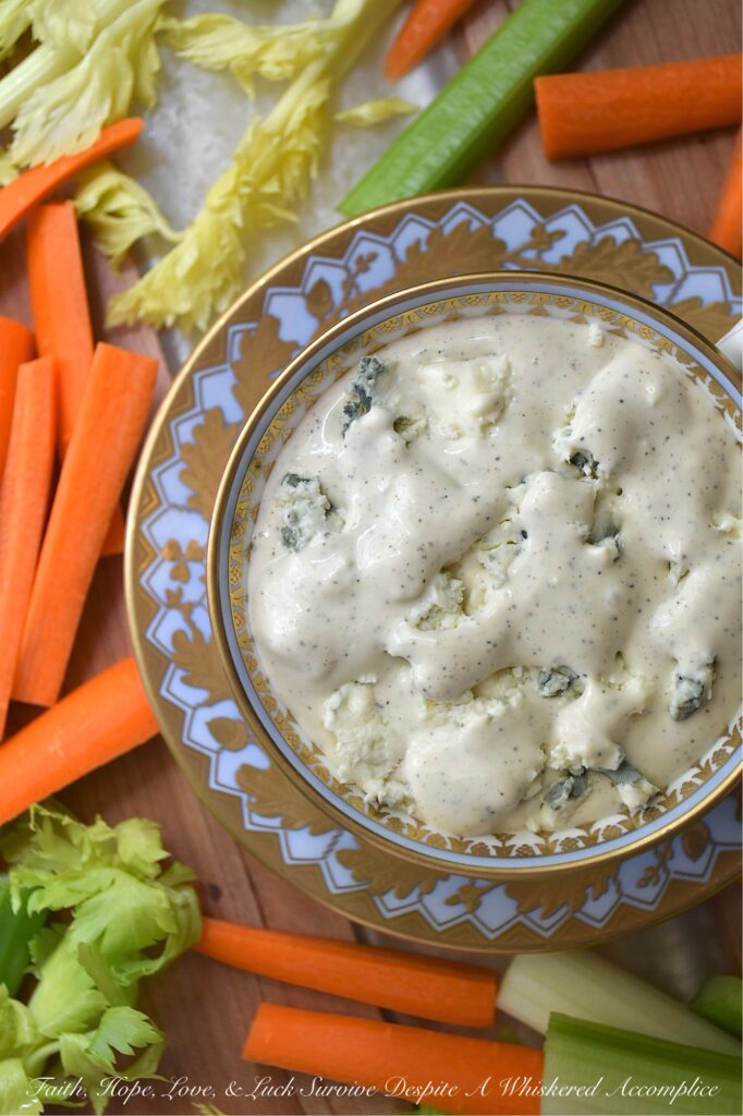 Simple No-Herb Blue Cheese Dressing & Dip - When you're looking for a super-simple recipe that takes just a minute or two to make and packs tons of blue cheese flavor, this recipe is it. With a base of mayonnaise and half and half, you can easily whip up a tasty dressing or dip any day of the week. A little bit of extra-hot mustard, a splash of apple cider vinegar, and a healthy dash of salt and pepper are all you need. No funky ingredients like the store-bought versions, and perfect for use as either a creamy salad dressing or a flavorful dip for your favorite snacks.