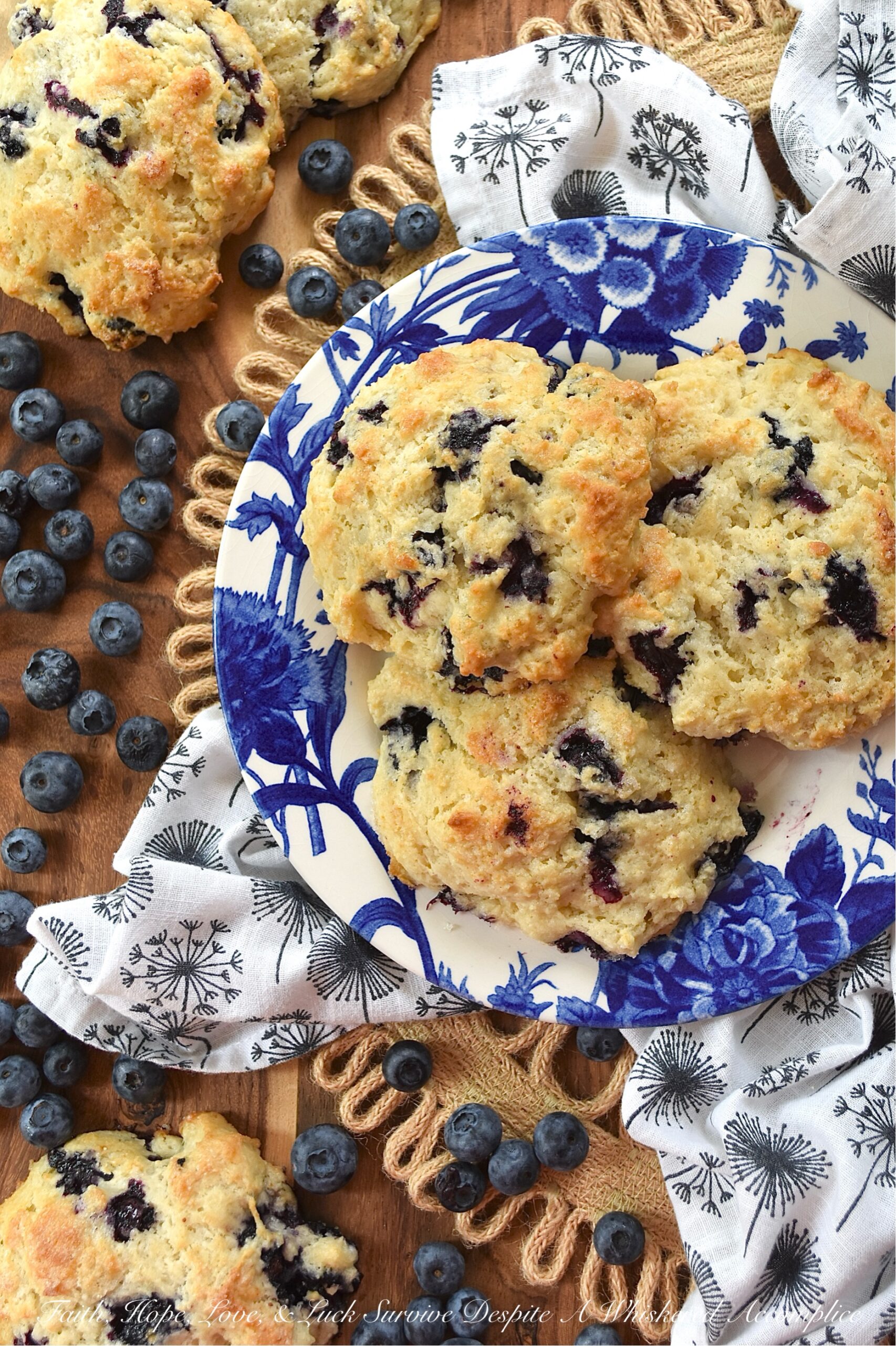 Fresh Blueberry Not-Too-Sweet Drop Biscuits