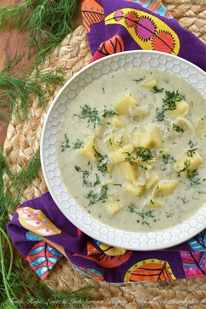 Budget-Friendly Potato Soup with Fresh Dill - It’s time to change the way you look at leftovers. Instead of tossing the bones from your store-bought rotisserie chicken away, drop them into a pot of water and let them simmer into a rich, flavorful chicken broth that puts store-bought cartons to shame. You can then use that homemade broth to make a simple yet cozy potato soup. Packed with creamy Yukon Gold potatoes, a hint of poultry seasoning, and a generous handful of fresh dill, this dish proves that you don't need a hefty grocery budget or fancy ingredients to make something truly extraordinary.