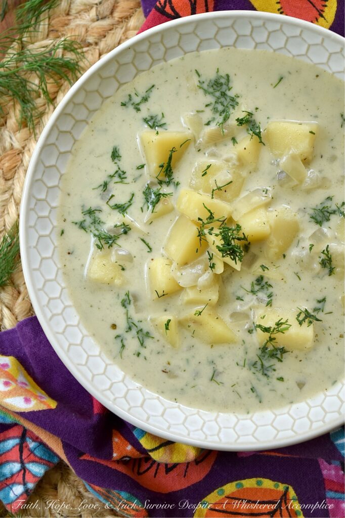 Budget-Friendly Potato Soup with Fresh Dill - It’s time to change the way you look at leftovers. Instead of tossing the bones from your store-bought rotisserie chicken away, drop them into a pot of water and let them simmer into a rich, flavorful chicken broth that puts store-bought cartons to shame. You can then use that homemade broth to make a simple yet cozy potato soup. Packed with creamy Yukon Gold potatoes, a hint of poultry seasoning, and a generous handful of fresh dill, this dish proves that you don't need a hefty grocery budget or fancy ingredients to make something truly extraordinary.