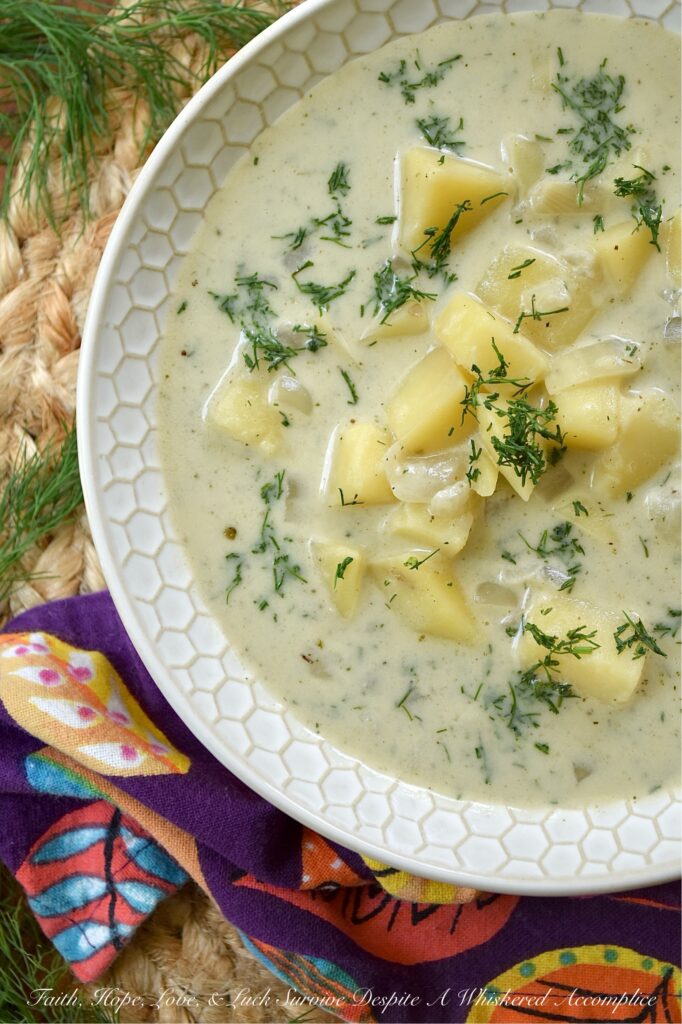 Budget-Friendly Potato Soup with Fresh Dill - It’s time to change the way you look at leftovers. Instead of tossing the bones from your store-bought rotisserie chicken away, drop them into a pot of water and let them simmer into a rich, flavorful chicken broth that puts store-bought cartons to shame. You can then use that homemade broth to make a simple yet cozy potato soup. Packed with creamy Yukon Gold potatoes, a hint of poultry seasoning, and a generous handful of fresh dill, this dish proves that you don't need a hefty grocery budget or fancy ingredients to make something truly extraordinary.