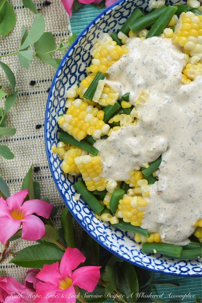 Creamy Italian Ranch Corn & Green Bean Salad - Bursting with fresh seasonal vegetables, packed with satisfying crunch, and tossed in a homemade dressing that marries zesty Italian seasoning with creamy ranch goodness, every crunchy bite of this fresh corn and green bean summer salad delivers ultimate flavor. If you’re obsessed with ranch dressing, Italian seasoning, and farm-fresh summer veggies, you'll simply adore this creamy corn and green bean salad.