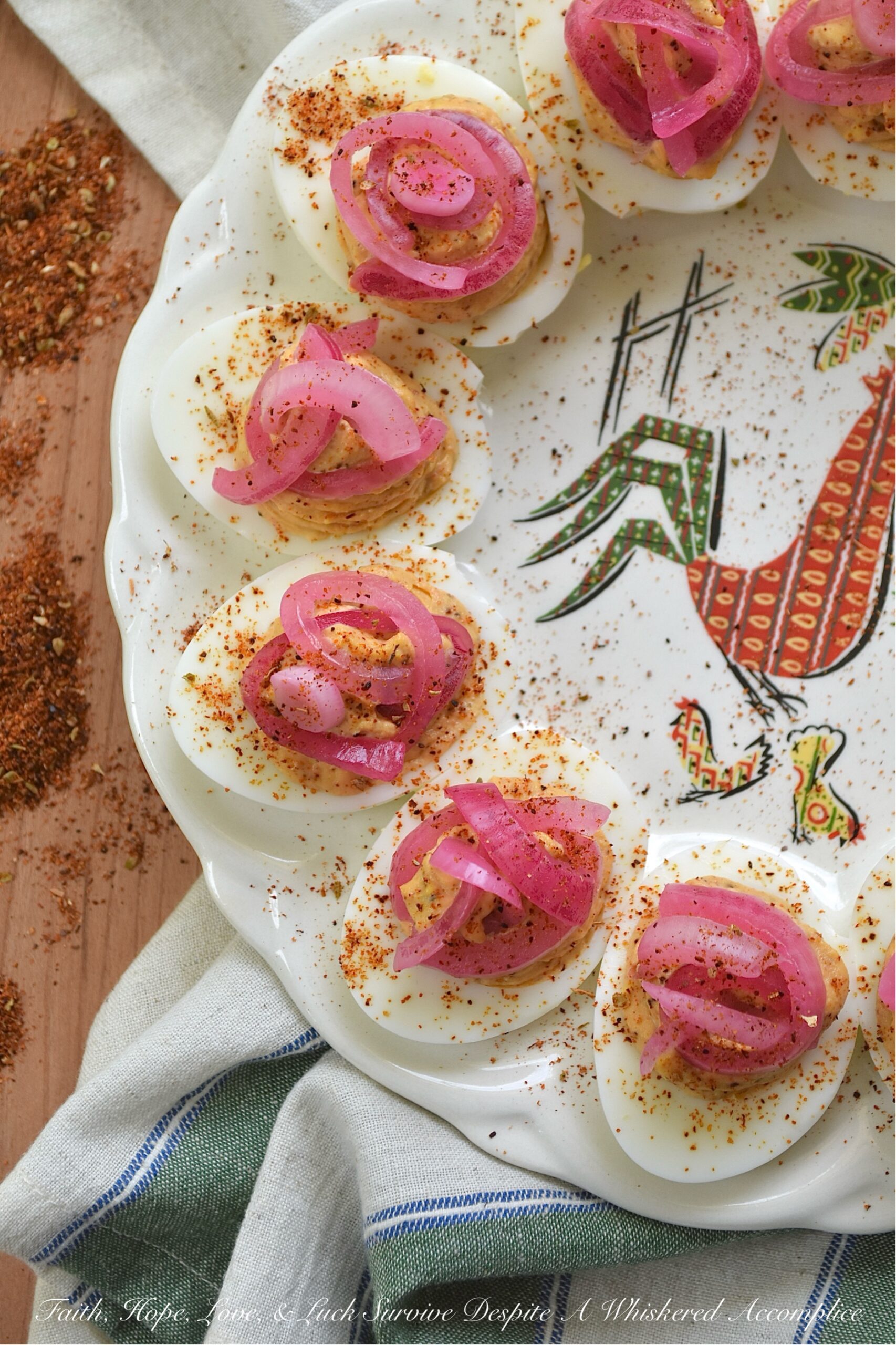 Pickled Red Onion Southwestern Deviled Eggs