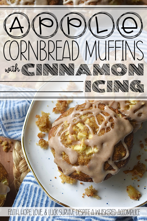 Apple Cornbread Muffins with Cinnamon Icing - Studded with crisp, fresh diced red apples and drizzled with sweet cinnamon powdered sugar icing, these apple cornbread muffins are the perfect morning pick-me-up. But don’t let the sweet icing fool you. These delicious fruit-filled cornbread muffins are just as at home tucked beside a steaming bowl of savory chili or soup as they are served alongside your morning coffee or tea. And while you could leave the icing off for dinner, let’s be honest, why would you ever want to?