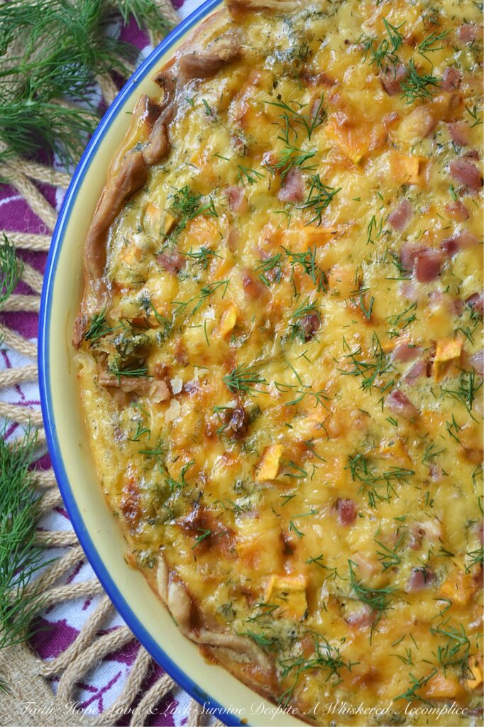 Sweet Potato and Ham Quiche with Dill & Nutmeg - This fluffy quiche masterpiece is packed with hearty diced sweet potato that keeps just the right amount of bite, savory diced salty ham, and a generous amount of sharp cheddar cheese. With a hint of fresh dill and freshly grated nutmeg, it’s a complete, all-in-one meal that feels gourmet yet comforting. Whether you whip up a homemade crust or take a shortcut with store-bought, this is one egg casserole your family is going to ask for, again and again.