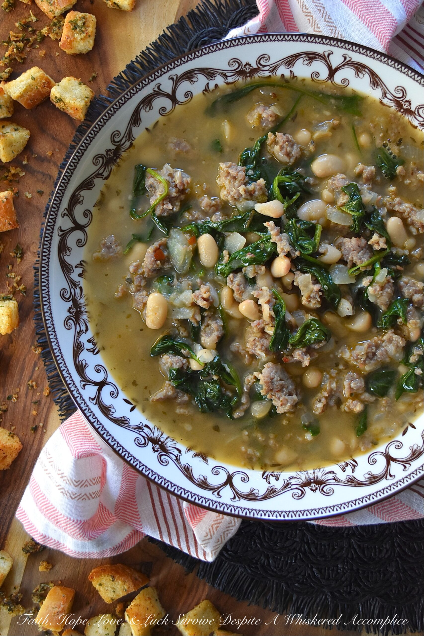 Weeknight Italian Sausage & Spinach Bean Soup
