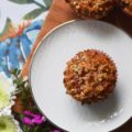 Strawberry Rhubarb Jam Oatmeal Muffins - Strawberry rhubarb jam lends a sweet fruity flavor to these delicious muffins sprinkled with just a touch of brown sugar, butter, and oatmeal crumble topping. The combination of jam and crunchy topping makes these muffins the perfect way to start your morning.