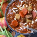 Veal Stew with Horseradish Cream Sauce - When the weather outside starts to feel like you’ve been plopped into the middle of a snow globe, it's normal to find yourself craving something warm, cozy, and just a little bit indulgent. This veal, carrot, and potato stew is a big, hearty hug in a bowl. And let’s not forget the crowning glory. A generous garnish of creamy, slightly spicy horseradish sour cream sauce swirled on top. With a bowl of this in hand, you might just start wishing winter would stick around a little longer.
