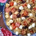 Kalamata, Mozzarella, & Tomato Couscous Salad - Looking for an easy and satisfying pasta side dish? Try this fluffy wheat couscous salad with tangy Kalamata olives, juicy cherry or grape tomatoes, and creamy fresh mozzarella pearls. With minimal time and effort, you can create a substantial pasta salad that is perfect for any occasion. Plus, it's easy to stretch out to serve larger crowds by simply adding fresh vegetables or Italian deli meat to the mix.