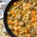 Italian Sausage & Orzo Butternut Squash Soup - There's a special kind of disappointment that comes from finishing a beautiful bowl of soup, only to find your stomach rumbling an hour later. With this flavor-packed, chunky butternut squash soup, we can almost guarantee that your stomach will be satisfied for hours. Sweet Italian sausage and just a bit of orzo pasta transform this seasonal butternut squash soup into a hearty and filling one-pot recipe that's the ultimate answer to "What's for Dinner?" on a cold fall or winter's day. Forget thin broths and simple purées; finished with a generous cup of heavy cream, this rich, flavorful, and unbelievably cozy pot of soup is one you'll come back to all season long.